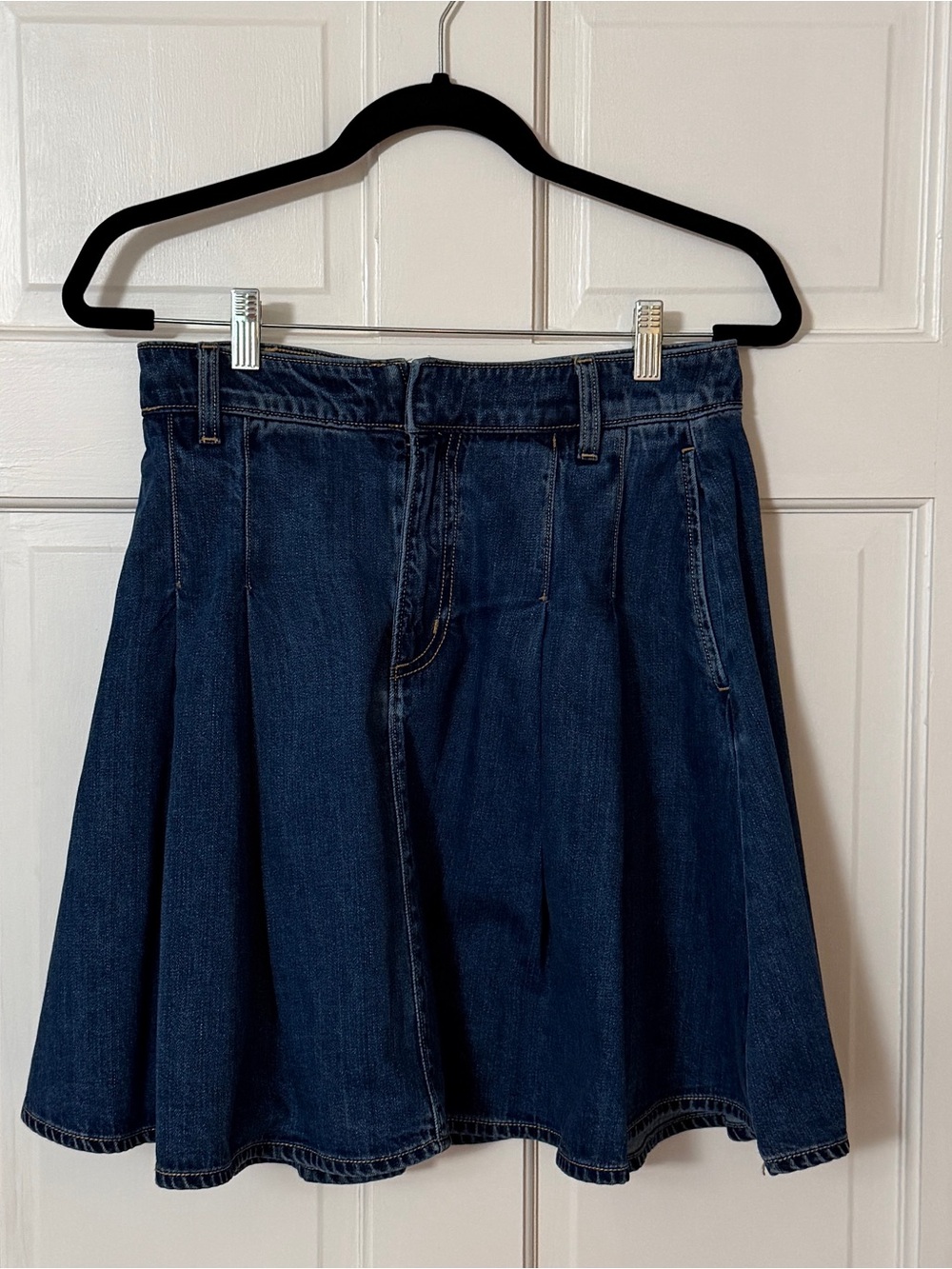 Lands' End NWT SZ 6 Dark Blue Denim Mid Rise Skater/Flare/Pleated Skirt - Picture 5 of 7